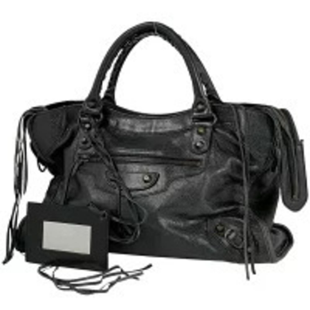 Balenciaga The City Shoulder Bag Handbag Leather Black